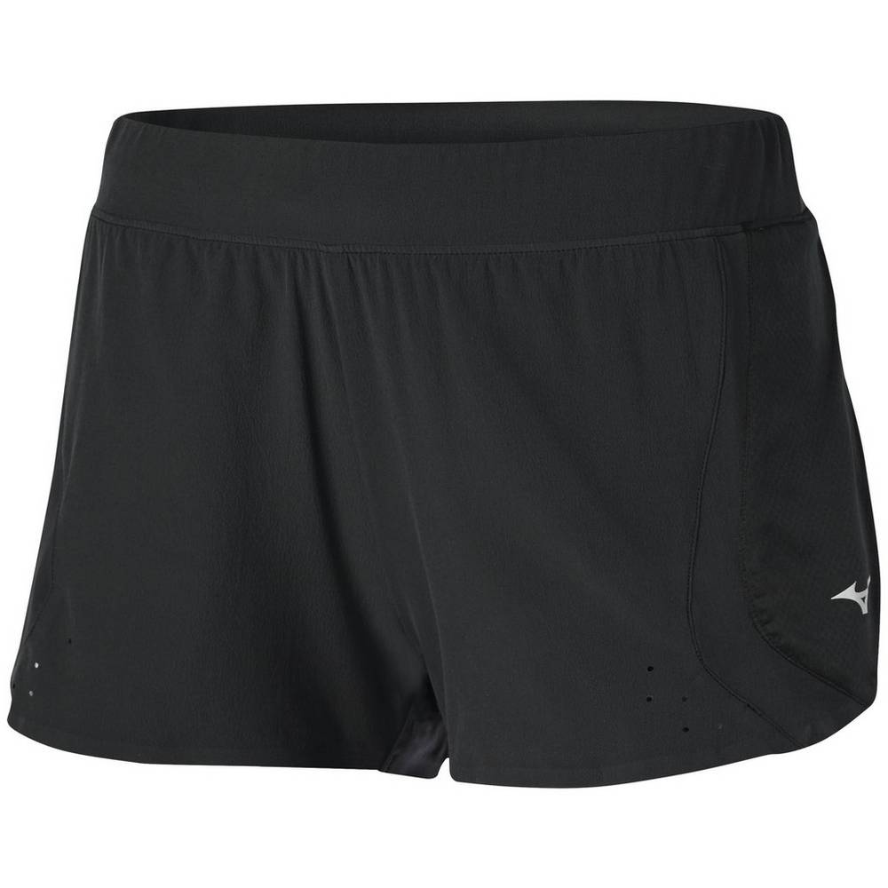 Womens Mizuno Aero 2.5" Shorts Black Philippines (WFSRUG531)